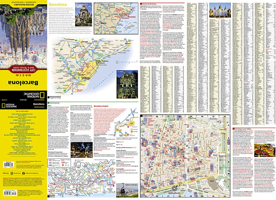 Barcelona Destination Map & Travel Guide by National Geographic - Backside