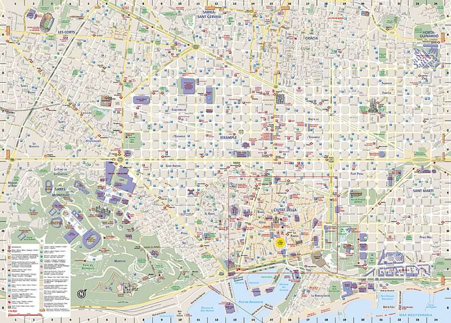 Barcelona Destination Map & Travel Guide by National Geographic - Map
