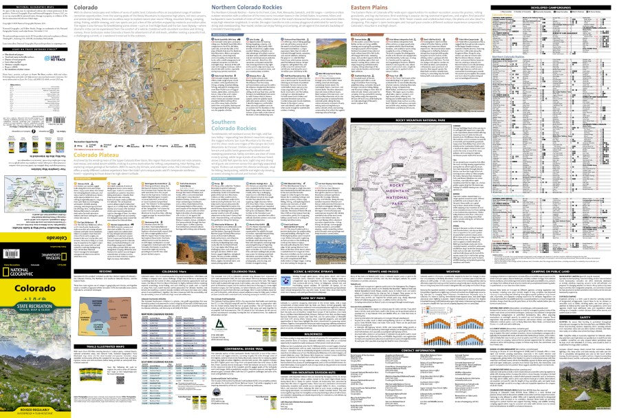 Colorado State Recreation Travel Map & Guide by National Geographic - Recreation Information
