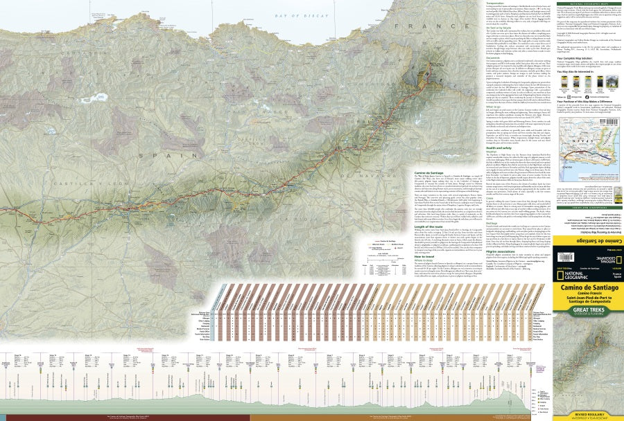 Camino de Santiago Great Treks Planning Map by Nat Geo #5601 - Eastern Map