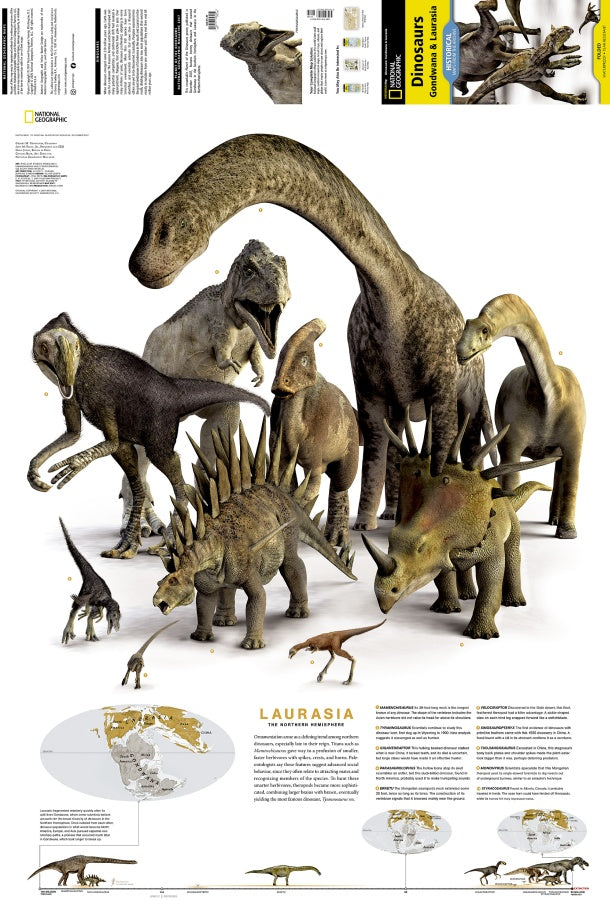 Dinosaurs of Gondwana & Laurasia Reference Map from Nat Geo Archives - Laurasia Detail