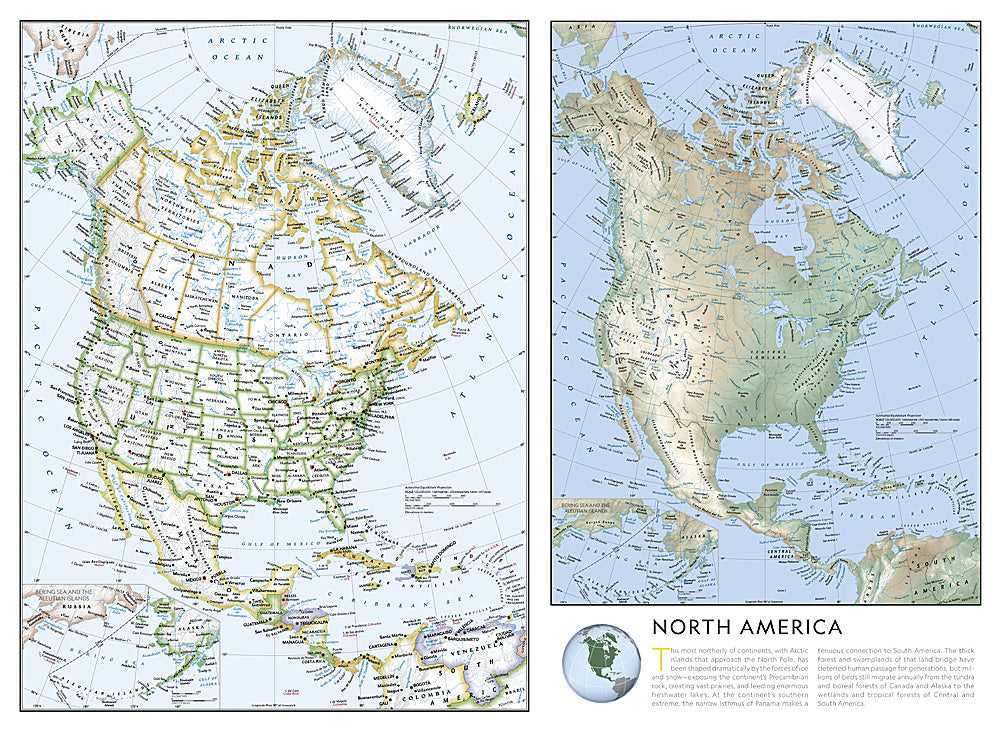 North America Folded Reference Map with Flags by National Geographic - Map Image