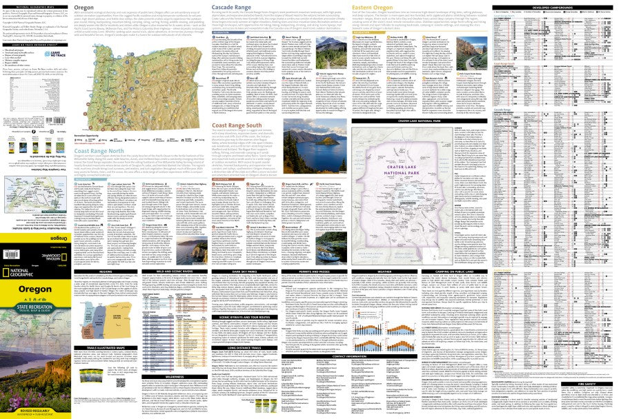 Oregon State Recreation Travel Map & Guide by National Geographic - Rec Information