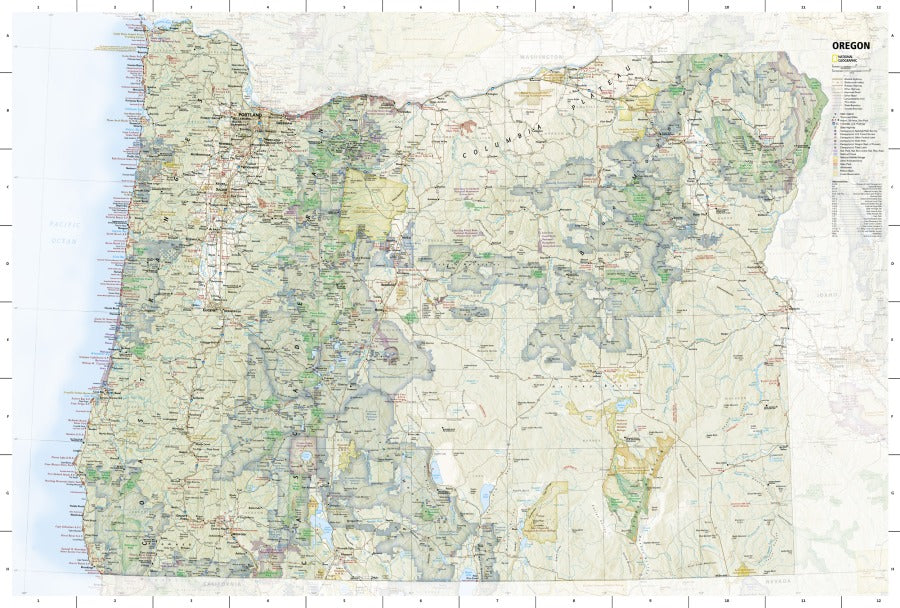 Oregon State Recreation Travel Map & Guide by National Geographic - Map