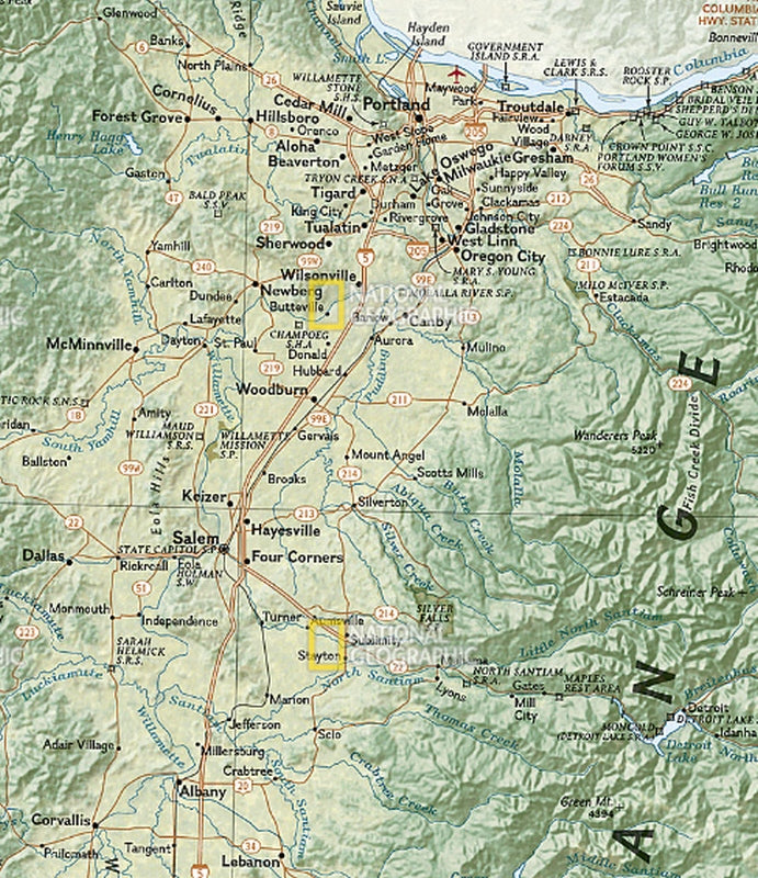 Oregon State Wall Map by National Geographic - Map Detail