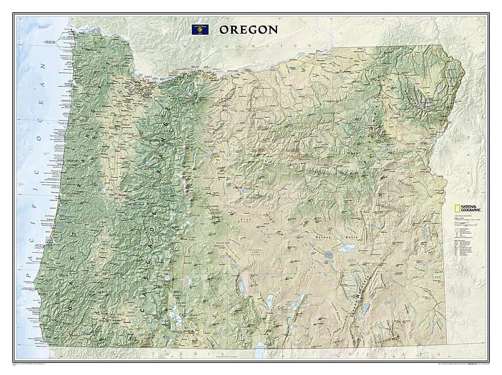 Oregon State Wall Map by National Geographic