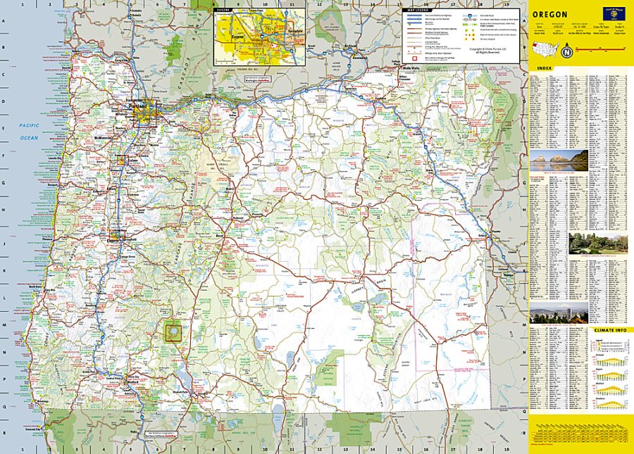 Oregon State Road Map & Guide by National Geographic - Map