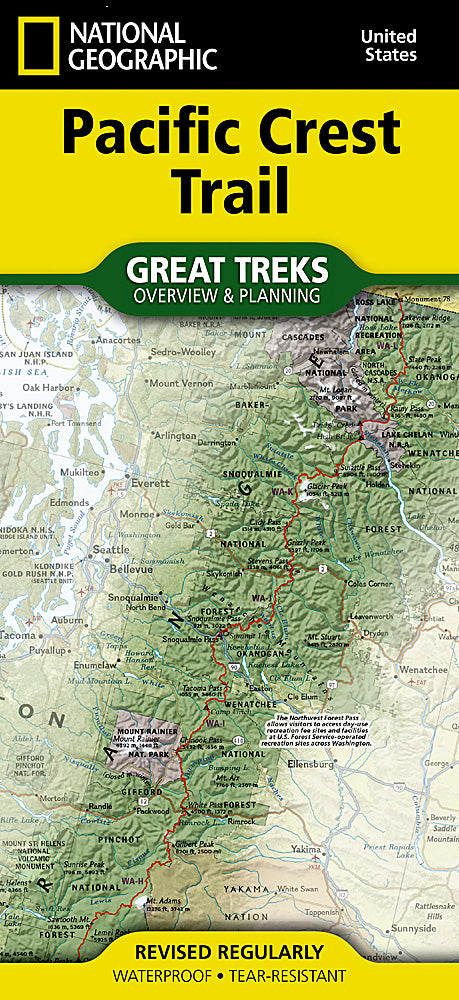 Pct Earth Map Pacific Crest Trail Great Treks Planning Map by National Geographic ...