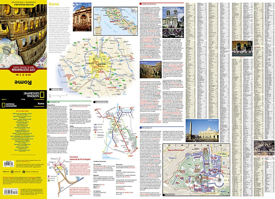 Rome Destination Map & Travel Guide by National Geographic - Backside