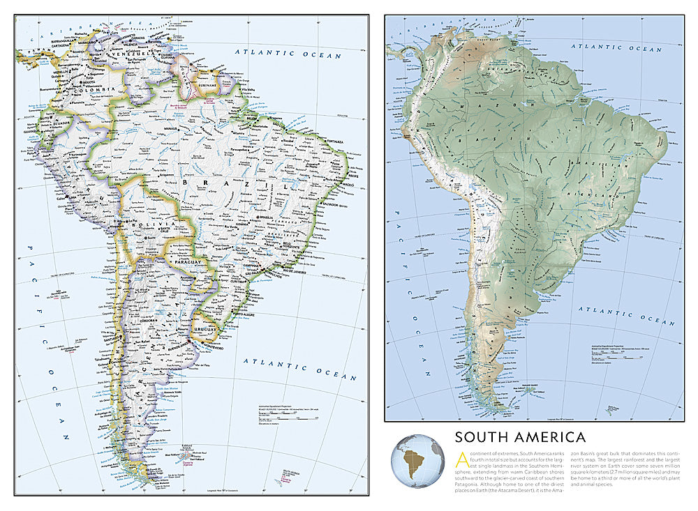 South America & Antarctica Folded Reference Map by National Geographic - Map Image