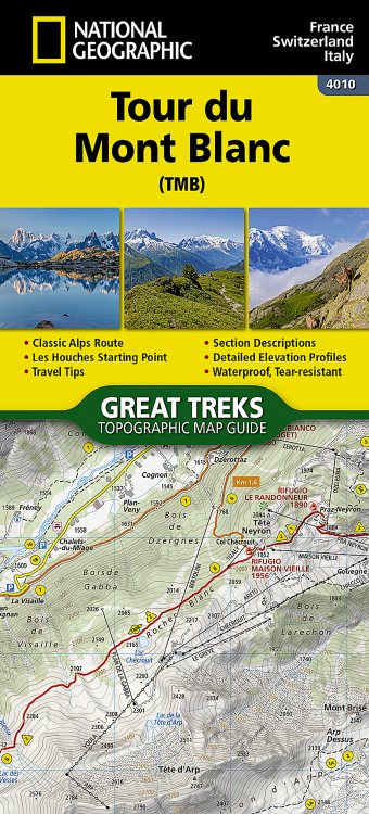 Tour du Mont Blanc Great Treks Topographic Map Guide by Nat Geo #4010 - Cover
