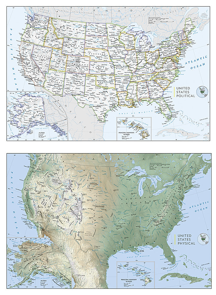 United States Folded Reference Map with Flags by National Geographic - Map Graphic