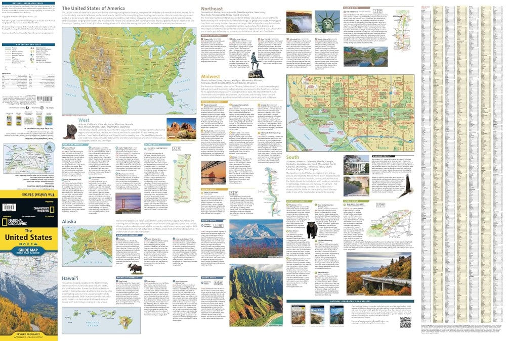 United States Road Map & Guide by National Geographic - Backside