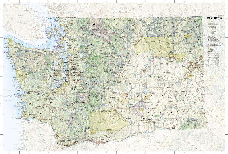 Washington State Recreation Travel Map & Guide by National Geographic - Map