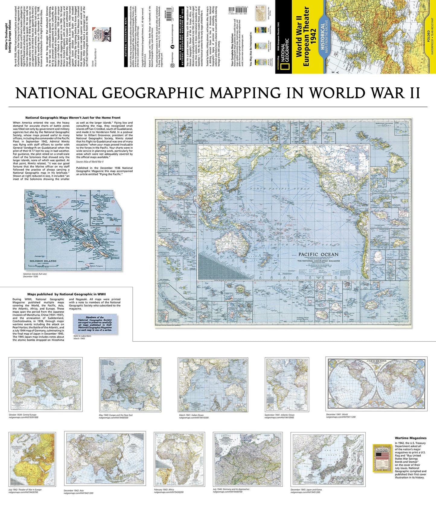 World War II European Theater Folded Historic Map by National Geographic