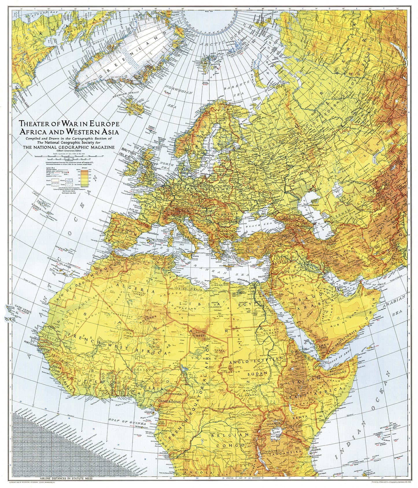 World War II European Theater Folded Historic Map by National Geographic