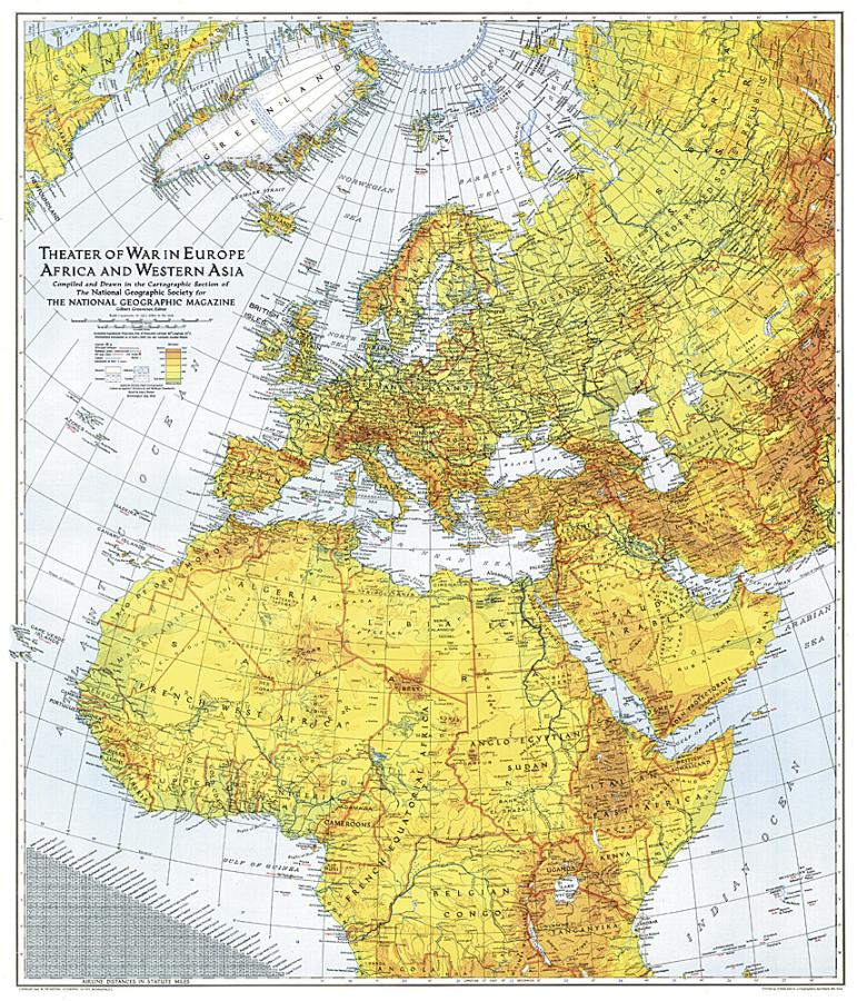 World War II Historic Map European Theater 1942 - Nat Geo Archives - Map