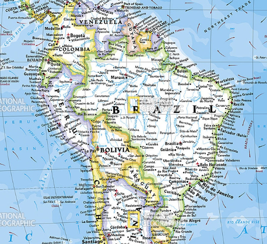 Political World Map by National Geographic - Classic Series - Map Detail