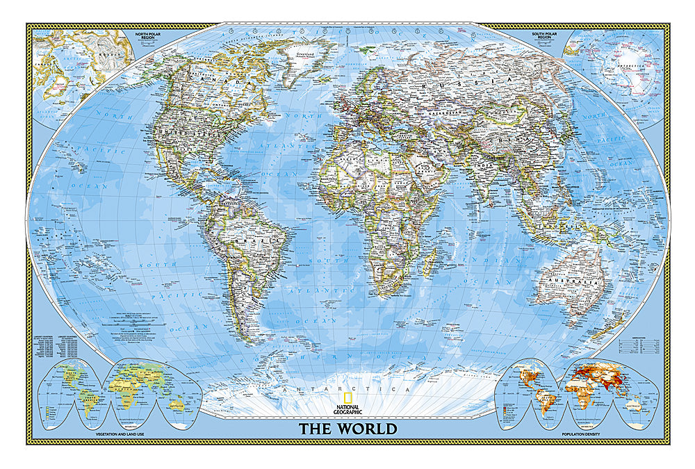 World Folded Reference Map by National Geographic - Map Image