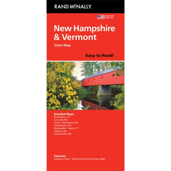 New Hampshire & Vermont State Highway Folded Map by Rand McNally (Easy to Read) - Cover