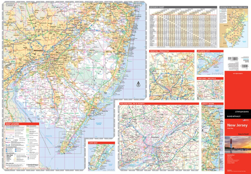 New Jersey State Highway Folded Map by Rand McNally (Easy to Read) - South Map