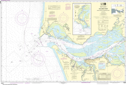 Columbia River Ocean Entrance & Ilwaco Harbor Nautical Chart #18521