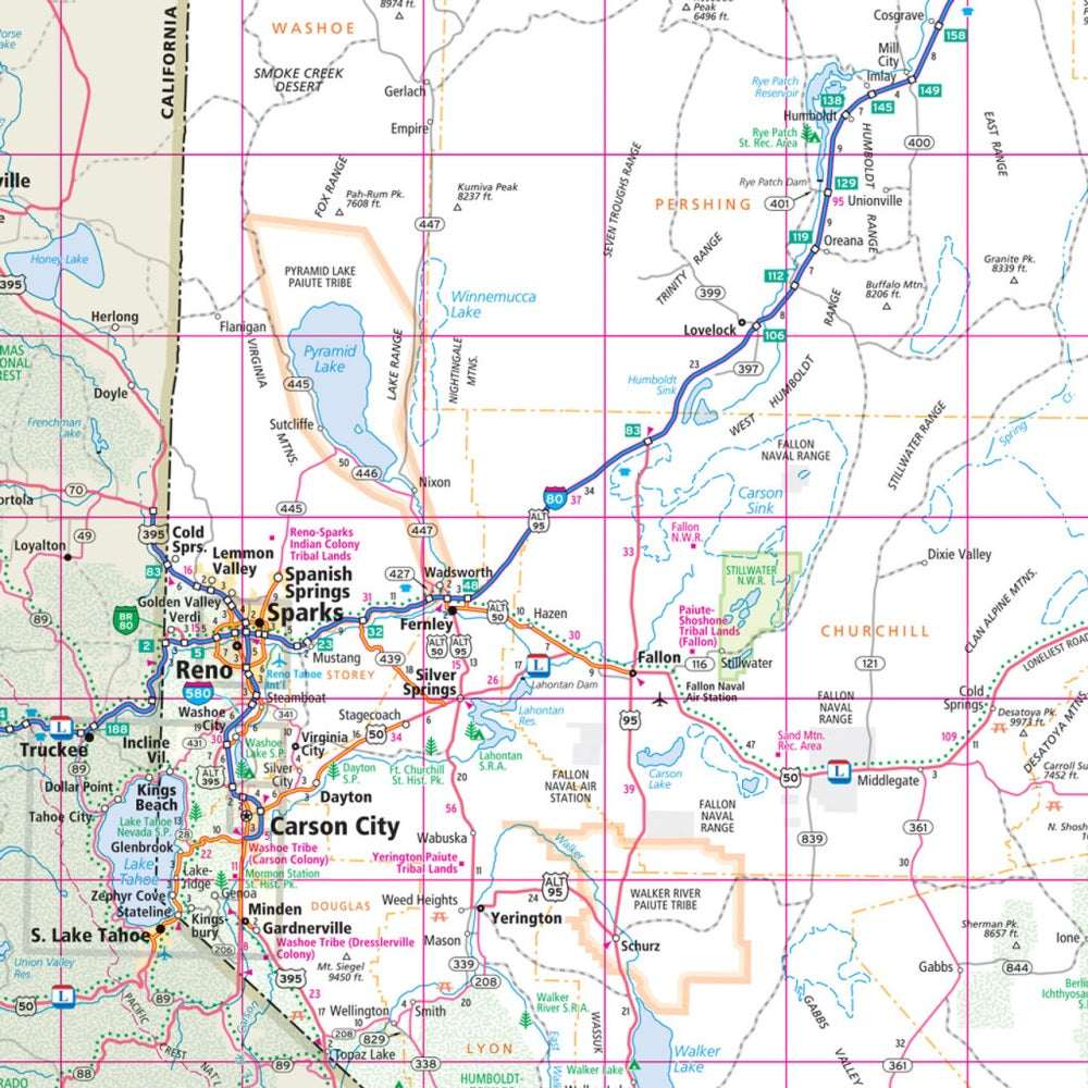 Nevada State Highway Folded Map by Rand McNally (Easy to Read) - Map Detail