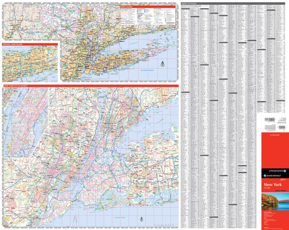 New York State Highway Folded Map by Rand McNally (Easy to Read) - New York City Inset