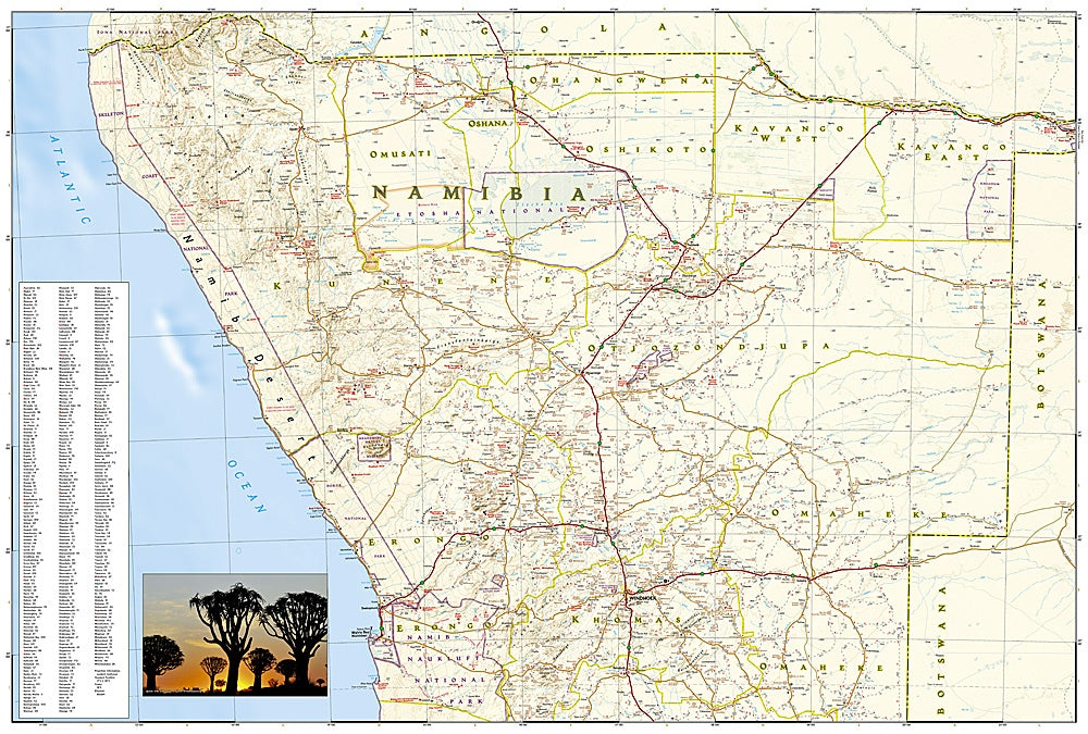 Namibia Adventure Travel Map by National Geographic - Map Detail