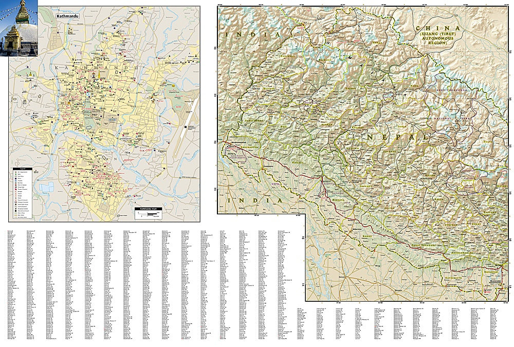 Nepal Adventure Travel Map by National Geographic - Map Detail
