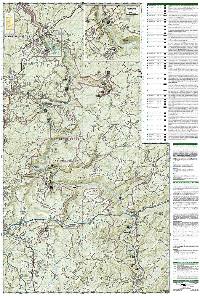 New River Gorge National River Trails Illustrated Topographic Map #242 - Map Detail