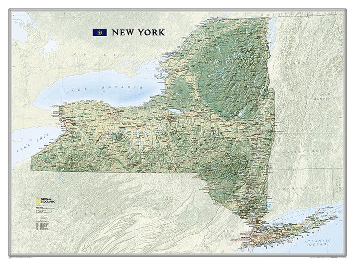 New York State Wall Map by National Geographic – Metsker Maps