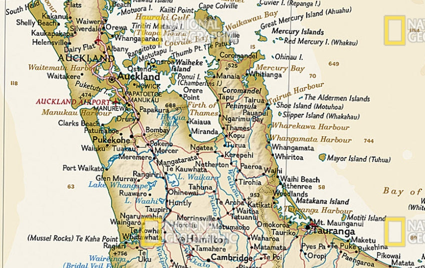 New Zealand Wall Map - Executive Style by National Geographic - Map Detail