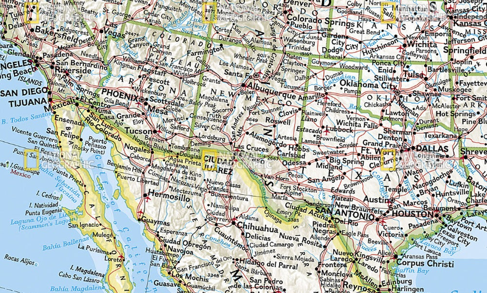 North America Wall Map by National Geographic - Map Detail