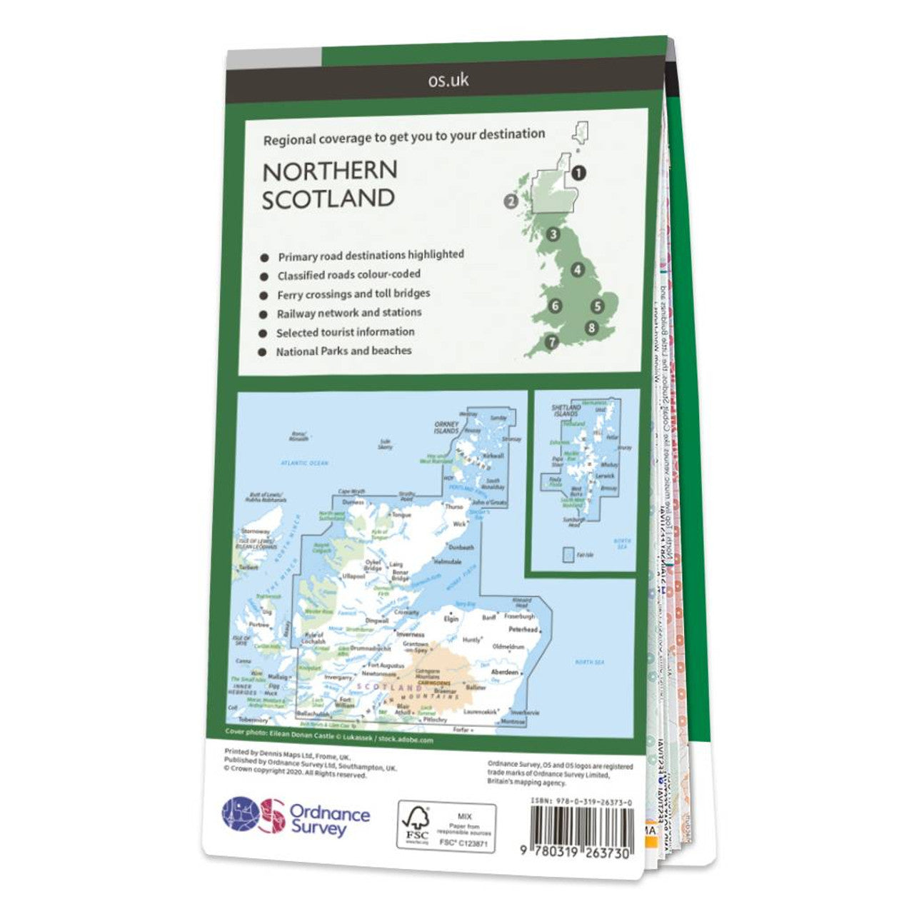 Northern Scotland Road & Reference Map by Ordnance Survey - Back Cover