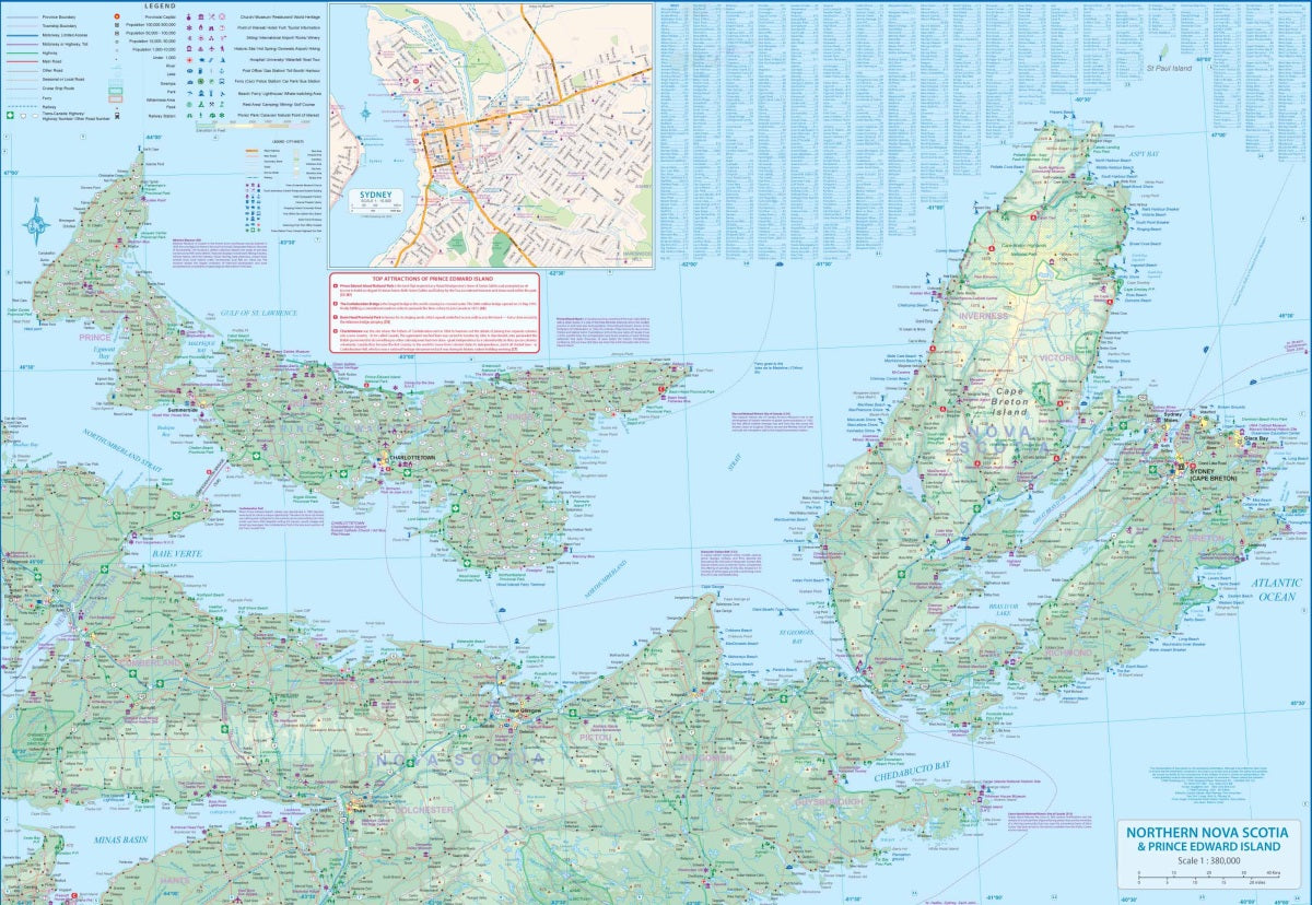 Nova Scotia & Prince Edward Island Travel & Reference Map by ITMB - Northern Map Detail