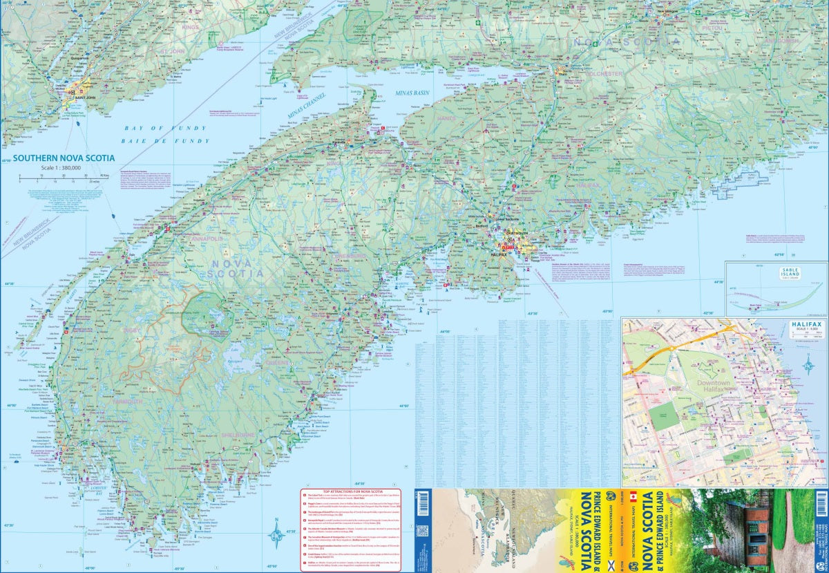 Nova Scotia & Prince Edward Island Travel & Reference Map by ITMB - Southern Map Detail
