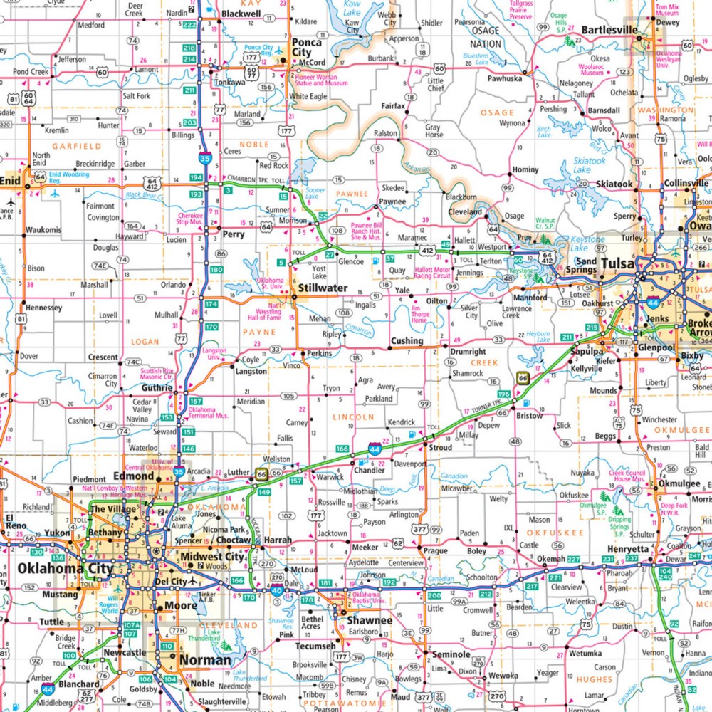 Oklahoma State Highway Folded Map by Rand McNally (Easy to Read) - Map Detail
