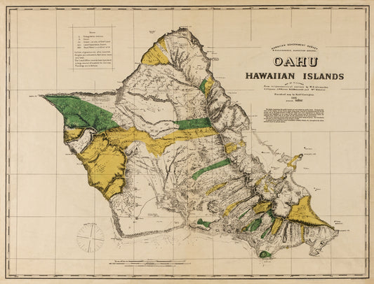 Oahu 1881 Antique Map Reproduction