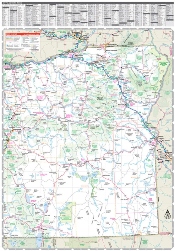 Oregon State Folded Highway Map by Rand McNally (Easy to Read) - East Map