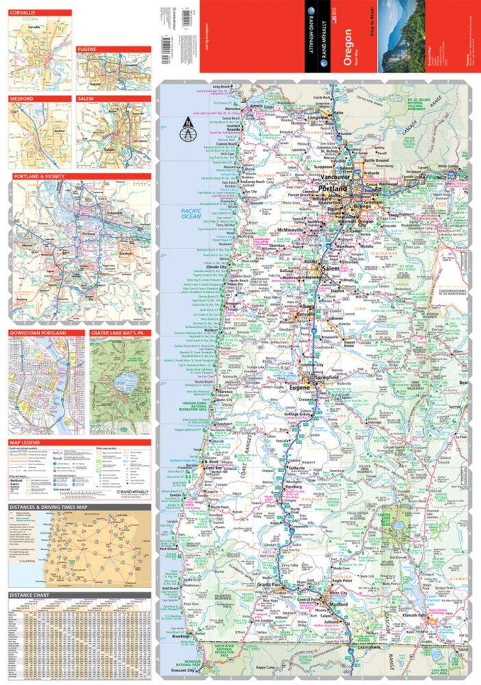 Oregon State Folded Highway Map by Rand McNally (Easy to Read) - West Map