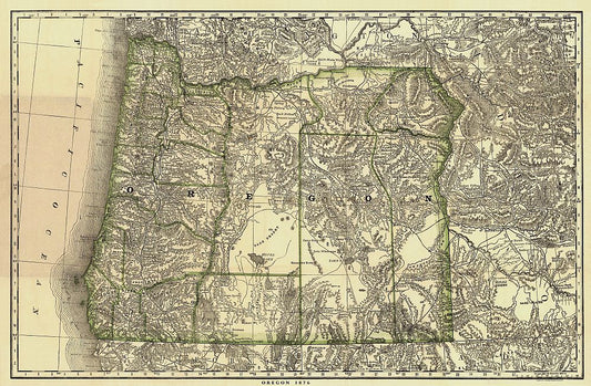 Antique Map of Oregon 1876