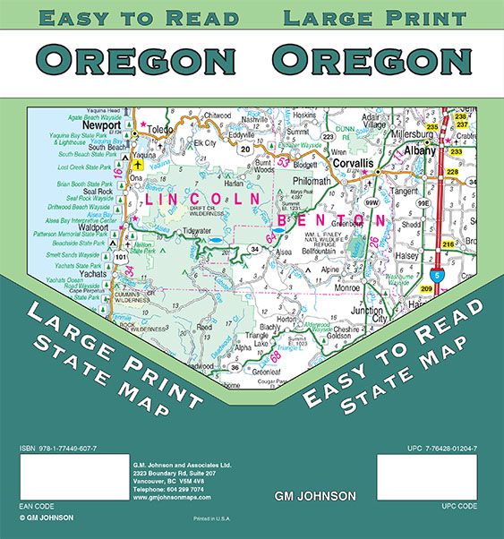 Oregon Large Print Road Map