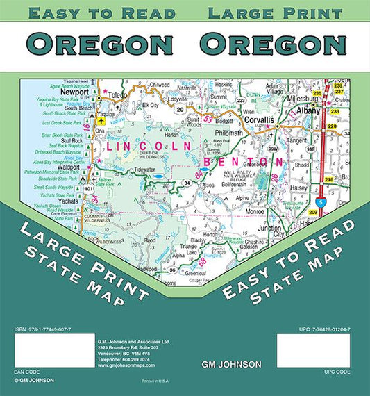 Oregon Large Print Road Map