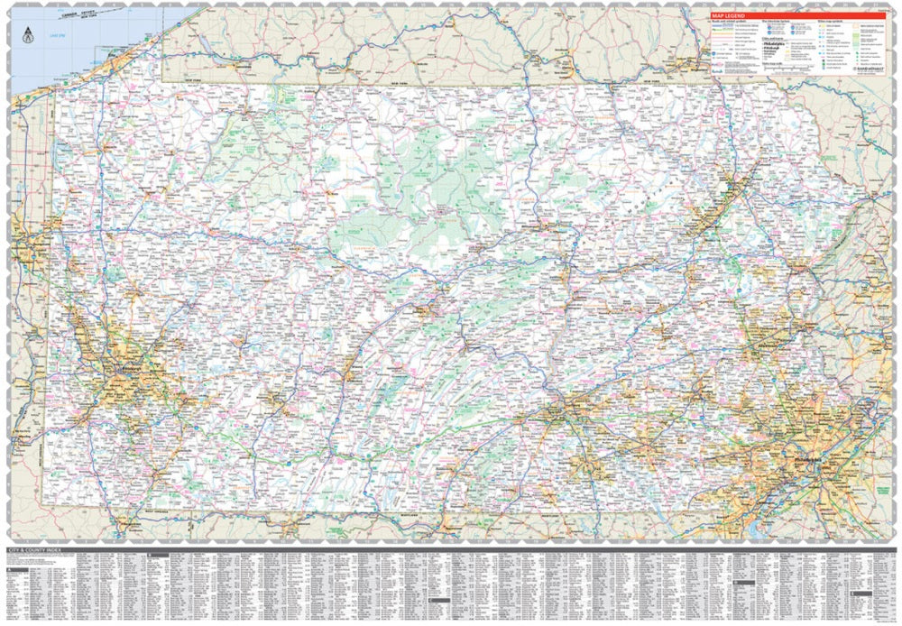 Pennsylvania State Highway Folded Map by Rand McNally (Easy to Read) - Map