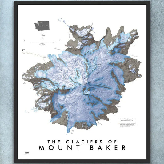 Glaciers of Mount Baker Souvenir & Reference Map - Large
