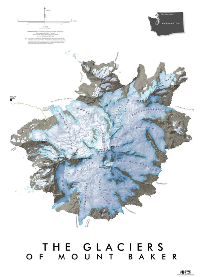 Glaciers of Mount Baker Souvenir & Reference Map - Small