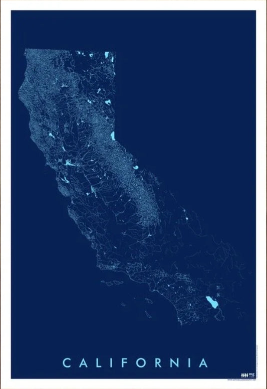 California State Rivers / Hydrology Map by Mitchell Geography
