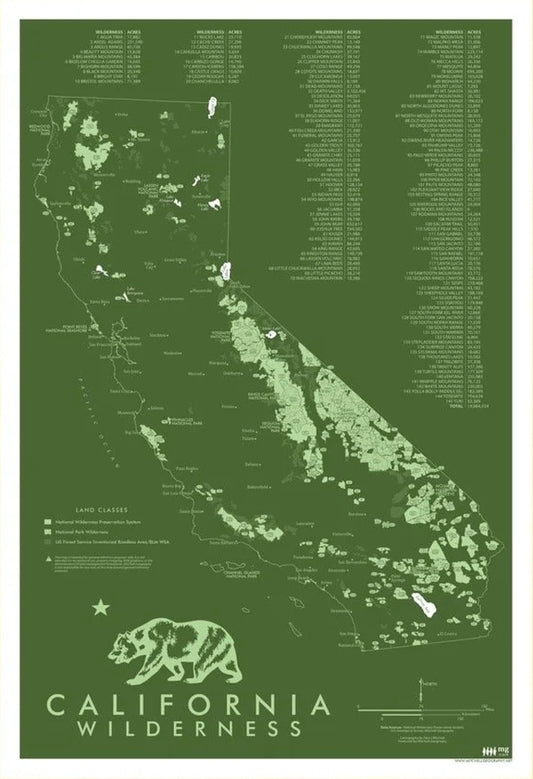 California Wilderness Reference Map / Poster