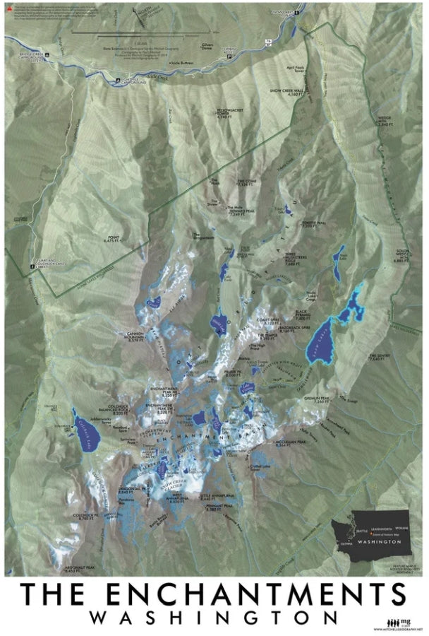 The Enchantments Souvenir & Reference Map - 13 x 19"